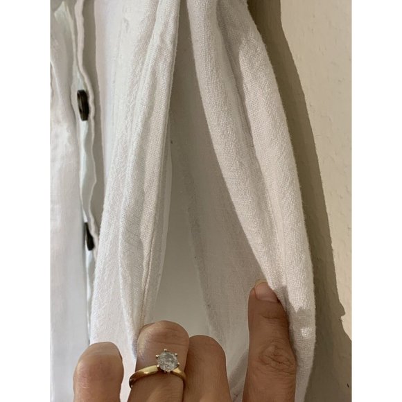 H&M Skirt 4 White Paperbag Linen Belted Tie Front Side Pockets Lined Button - Picture 7 of 12